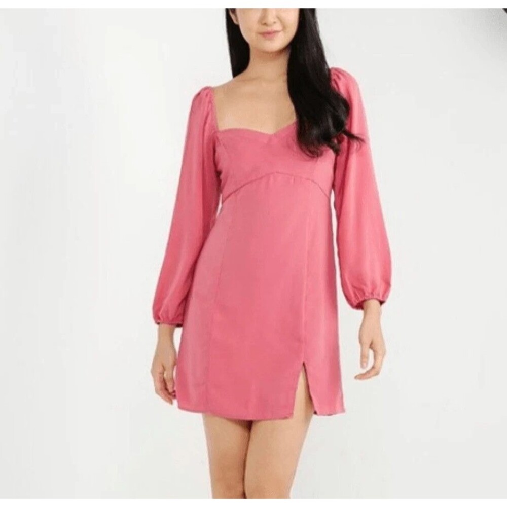 Abercrombie & Fitch Pink Long Sleeve Corset Seamed Smocked Back Dress Size XS